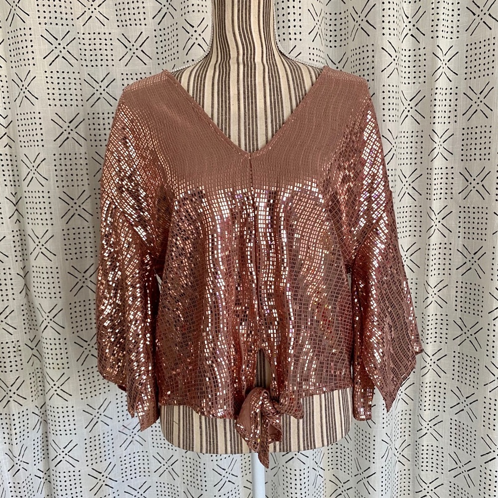 Tie Front Shimmer Blouse